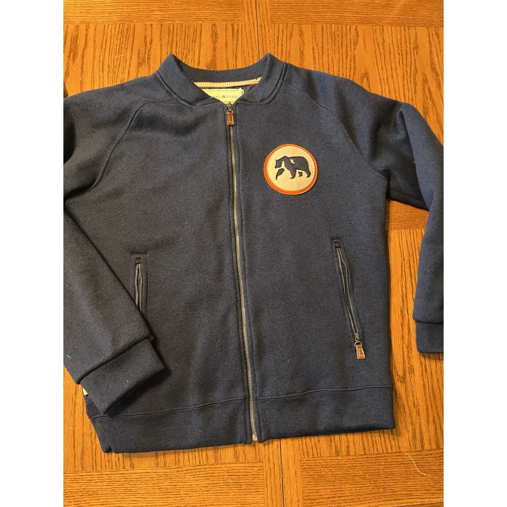 Navy Blue Bomber Jacket with Bear Patch - Picture 14 of 14